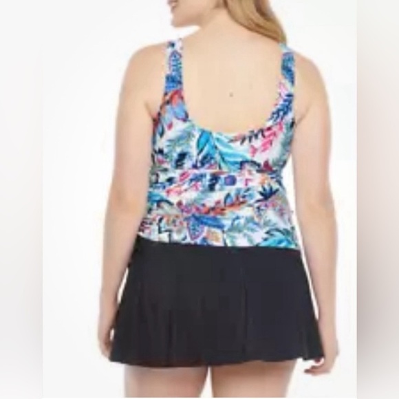 Azul by Maxine of Hollywood Tropical Floral Swim Dress Sz 10 One Piece Swimsuit - Picture 2 of 11